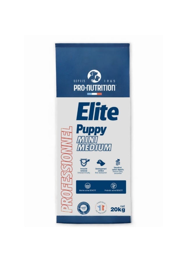 Pro Nutrition Elite Puppy Dry Dog Food Mini & Medium Breeds 20kg | Complete Growth Formula with Immune Support, DHA Brain Development & Digestive Health - Image 1